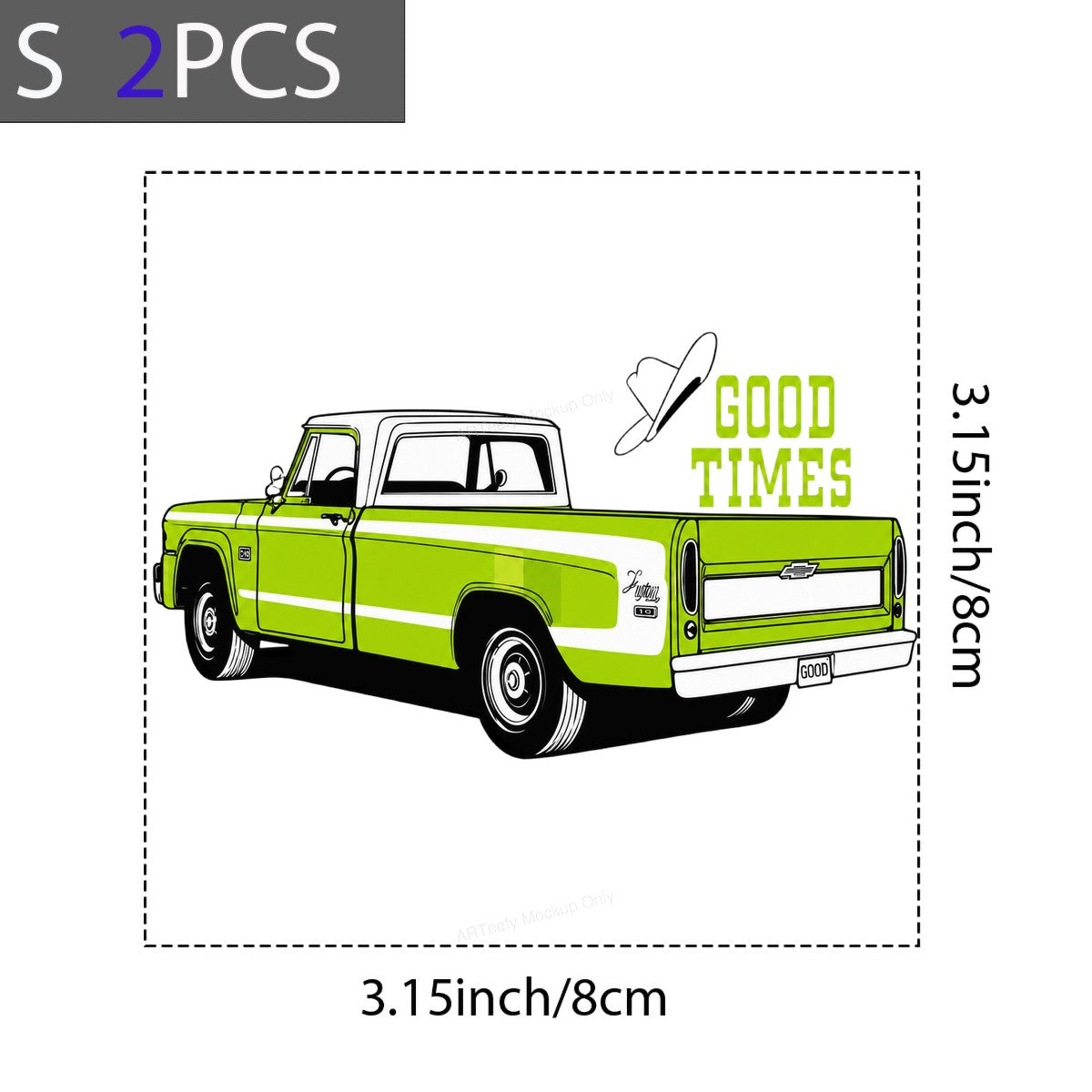 Western Heat Transfer Retro Green Pickup Truck Good Times Quote Graphic for T Shirts Hoodies and Tote Bags - 8
