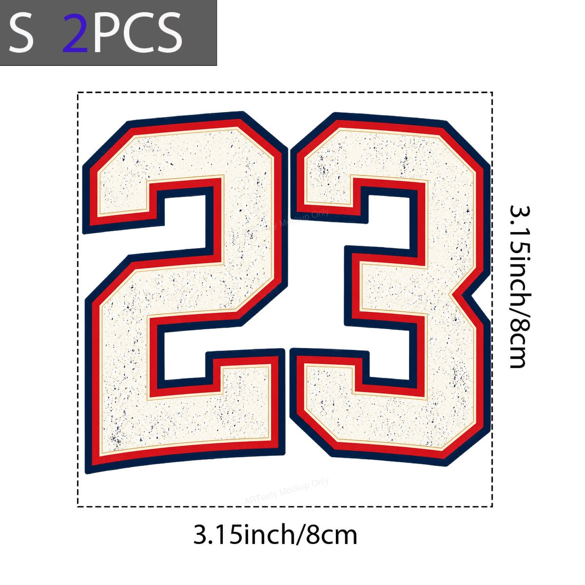 DTF Transfer Vintage Jersey Number 23 Navy Red Outline Graphic for T Shirts Hoodies and Sports Apparel - 8