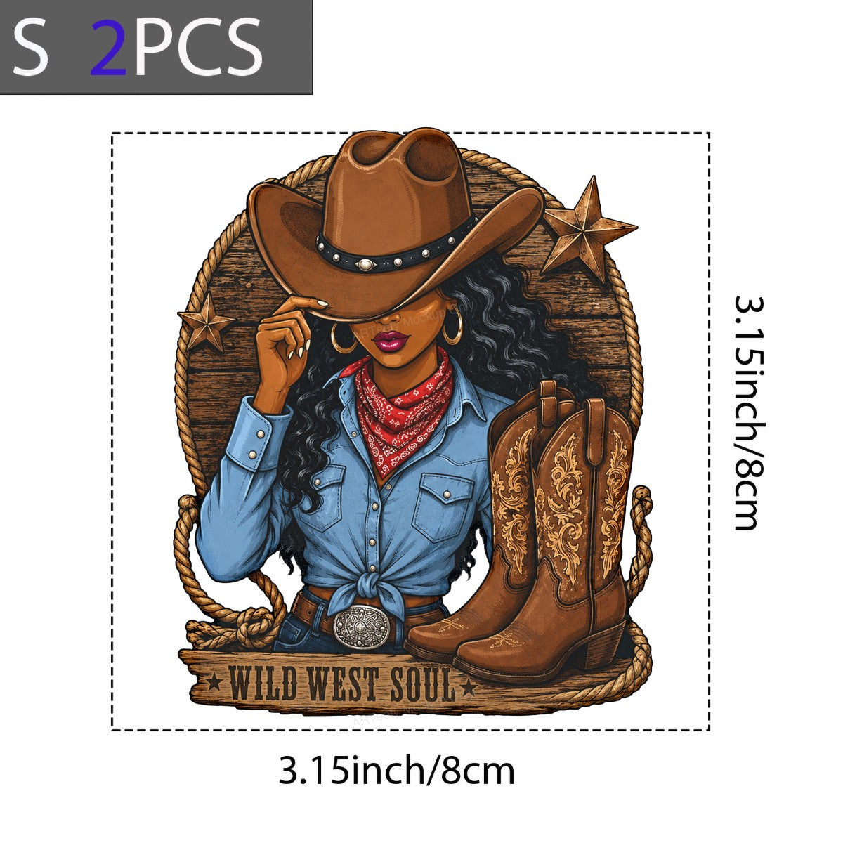 Western Heat Transfer Wild West Soul Cowgirl with Boots Rustic Graphic for T Shirts Hoodies and Tote Bags - 8