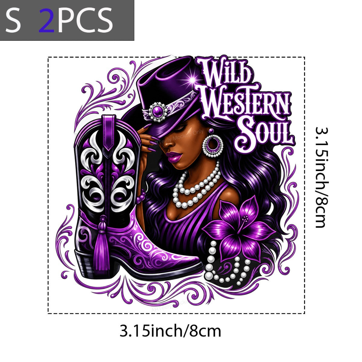 Western Heat Transfer Wild Western Soul Cowgirl with Purple Boot Graphic for T Shirts Hoodies and Tote Bags - 8