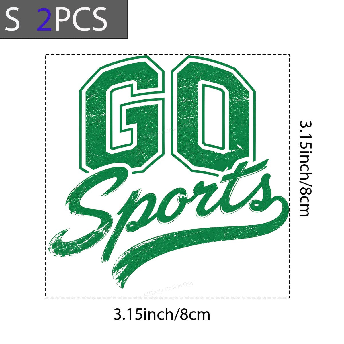 DTF Transfer Go Sports Retro Green Varsity Text Graphic for Game Day T Shirts and Hoodies - 8