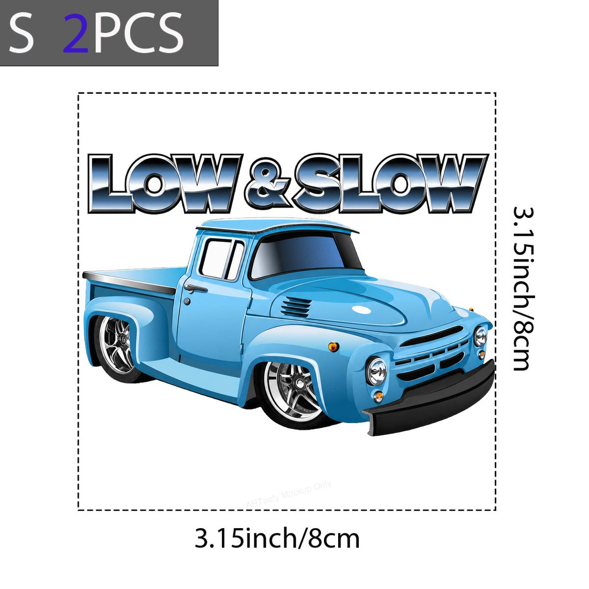 DTF Transfer Low & Slow Slammed Blue Pickup Truck Graphic for T Shirts Hoodies and Garage Apparel - 8