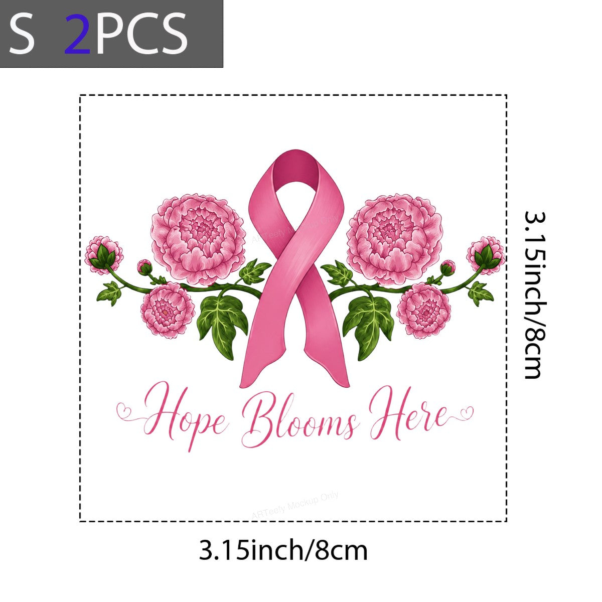 DTF Transfer Hope Blooms Here Pink Ribbon Floral Graphic for T Shirts Hoodies and Tote Bags - 8