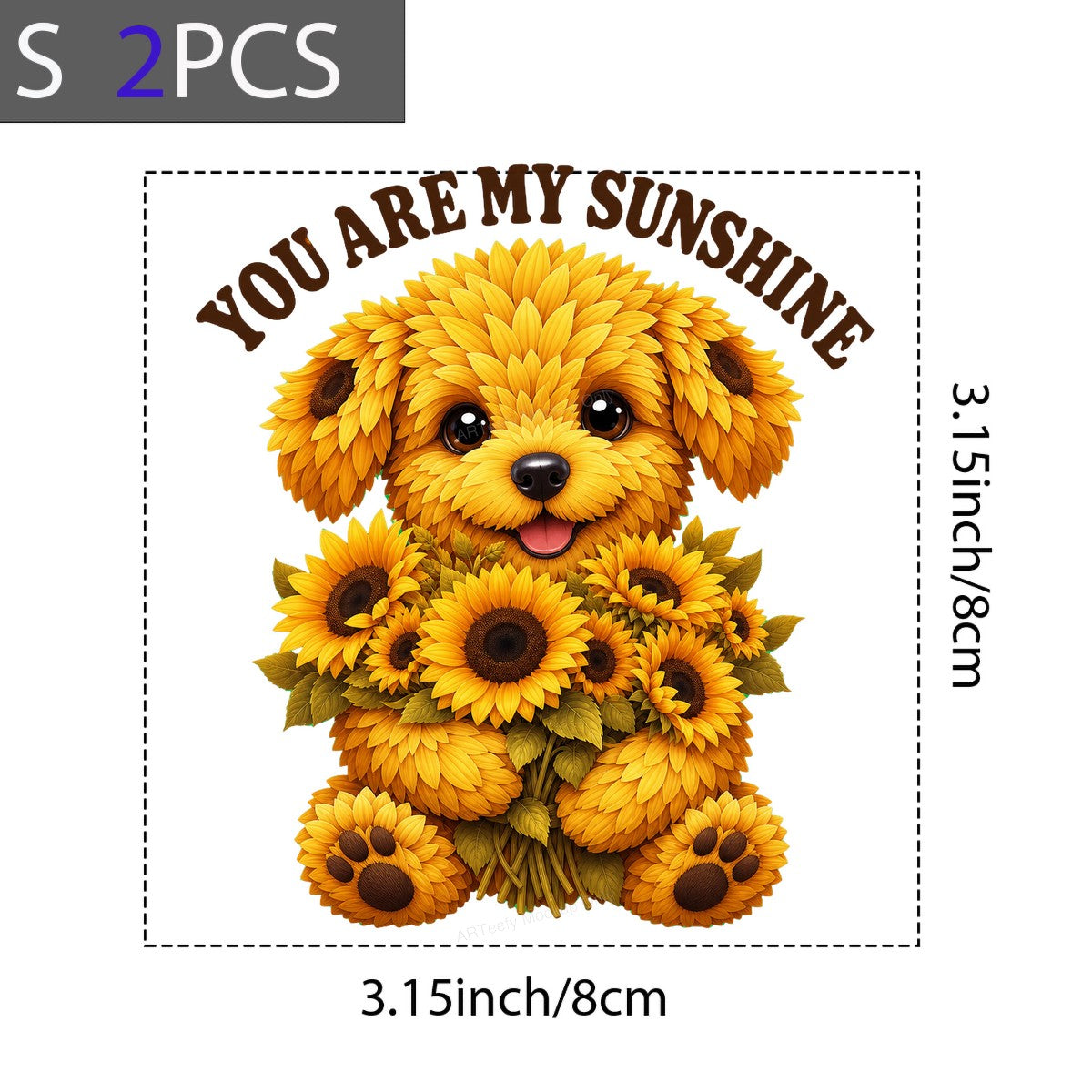 DTF Transfer You Are My Sunshine Sunflower Puppy Graphic for T Shirts Hoodies and Tote Bags - 8
