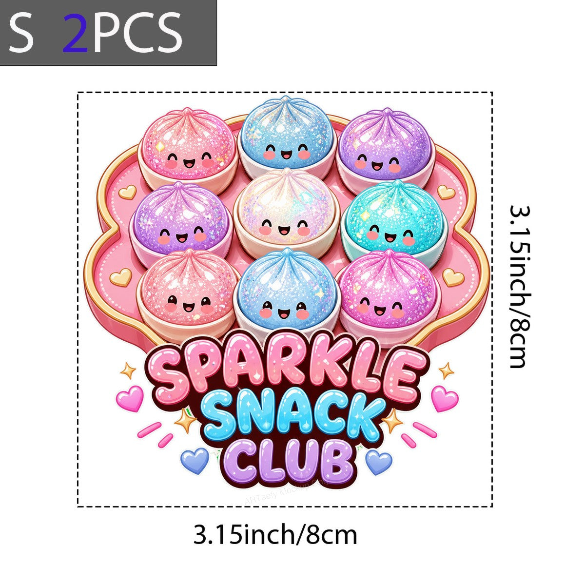 Funny Graphic Transfer Sparkle Snack Club Glitter Dumpling Characters Design for T Shirts Hoodies and Tote Bags - 8