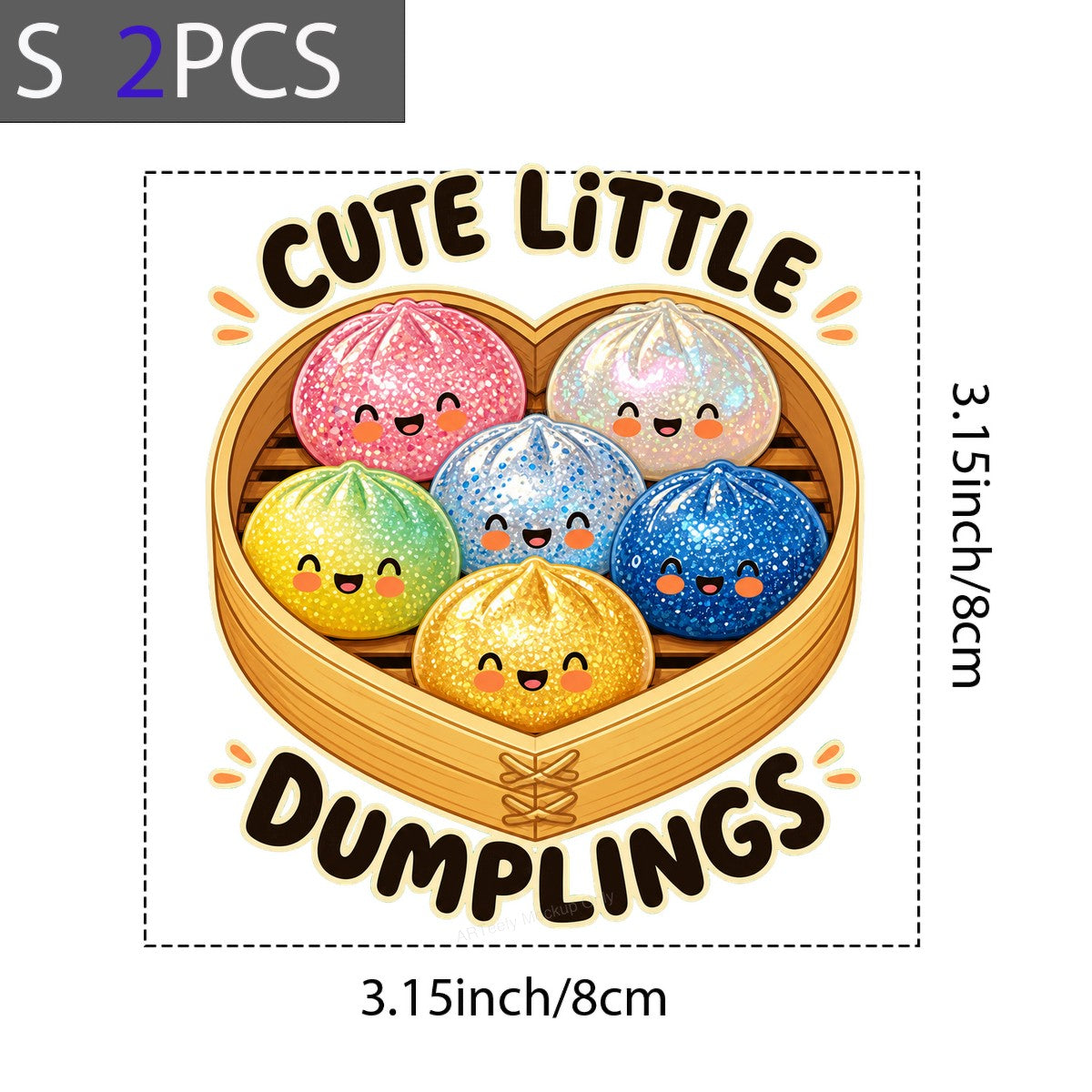 DTF Transfer Cute Little Dumplings Quote Glitter Cartoon Graphic for T Shirts Hoodies and Tote Bags - 8