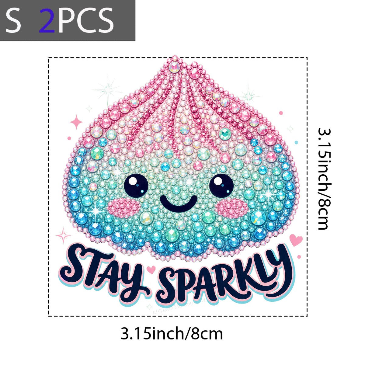DTF Heat Transfer Stay Sparkly Kawaii Gem Dumpling Graphic for T Shirts Hoodies and Tote Bags - 8