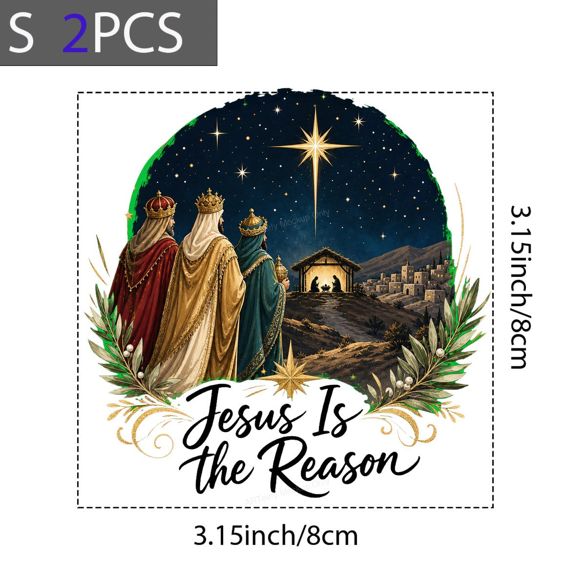 Christian Heat Transfer Jesus Is the Reason Nativity and Wise Men Graphic for Christmas Shirts and Hoodies - 8