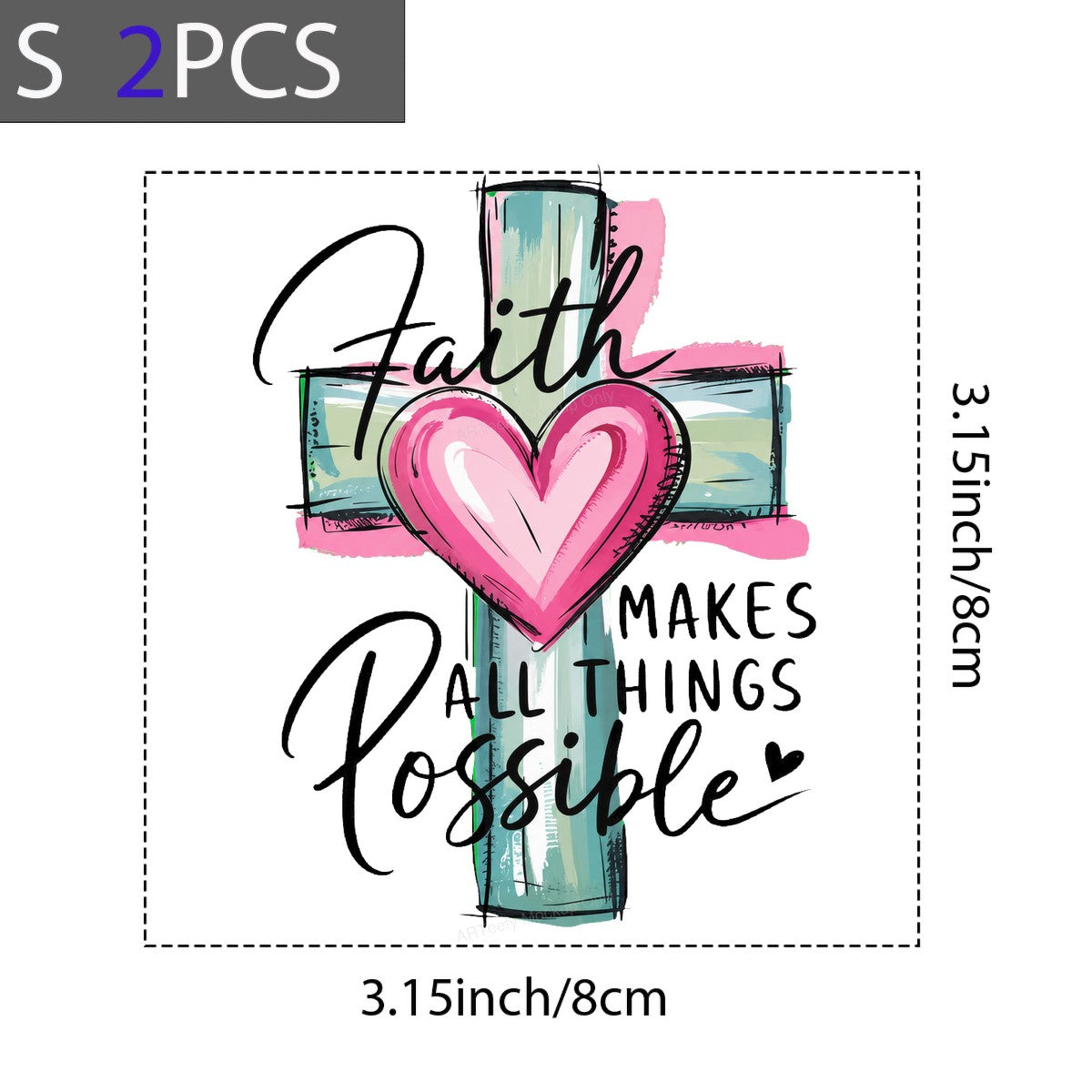Christian Heat Transfer Faith Makes All Things Possible Heart Cross Graphic for T Shirts Hoodies and Tote Bags - 8