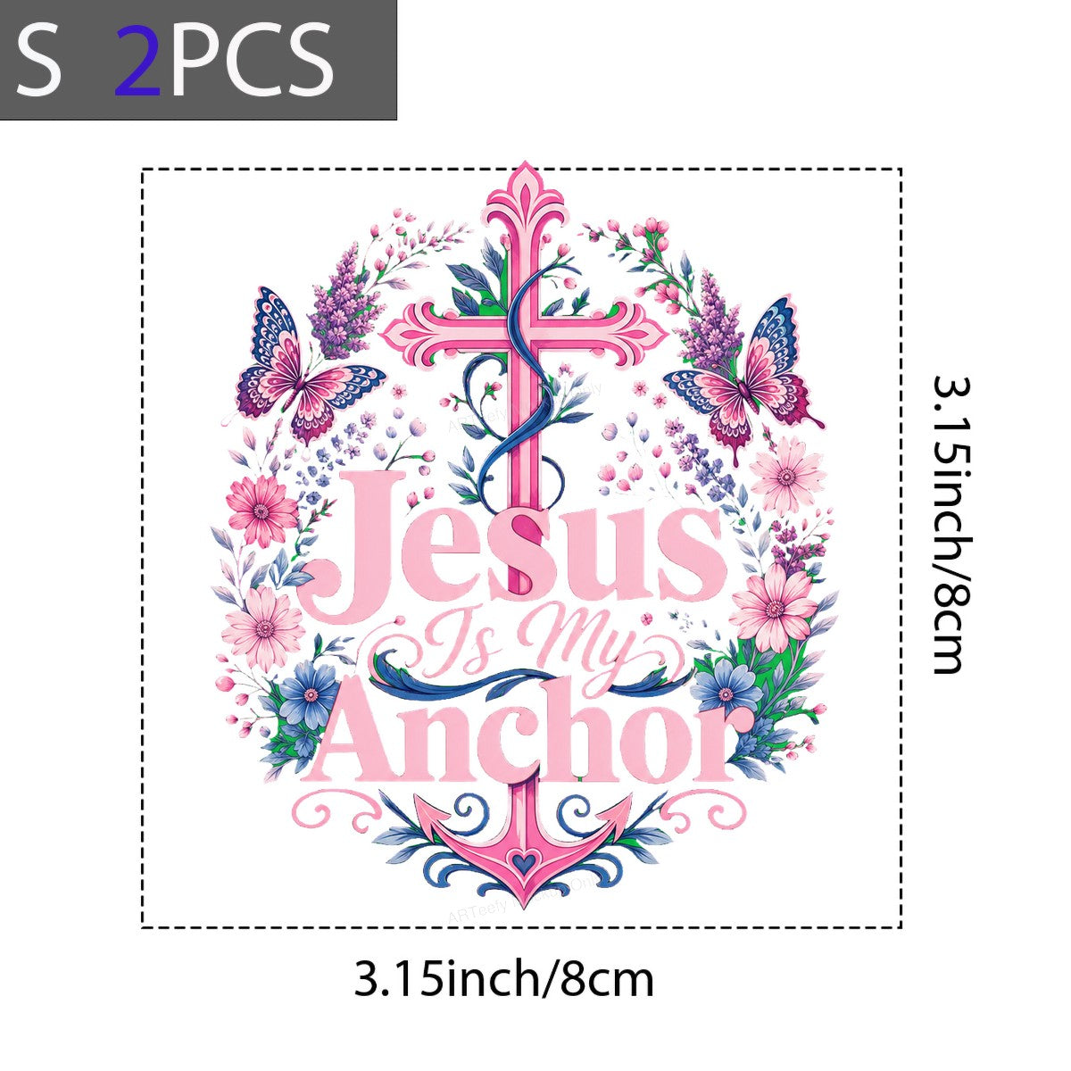 Christian Heat Transfer Jesus Is My Anchor Floral Cross and Butterfly Graphic for T Shirts Hoodies and Tote Bags - 8