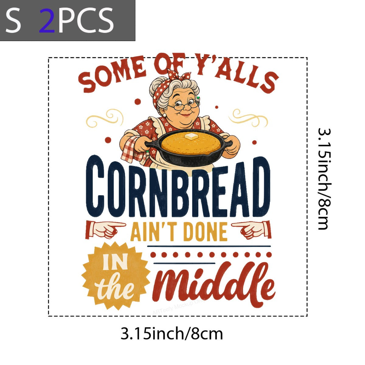Funny Graphic Transfer Southern Grandma Cornbread Ain’t Done In The Middle Retro Illustration for T Shirts Hoodies and Gifts - 8
