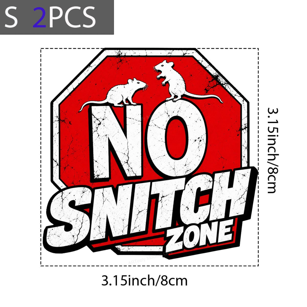Funny Graphic Transfer No Snitch Zone Rat Sign Distressed Red Stop Sign Design for T Shirts Hoodies and Streetwear - 8
