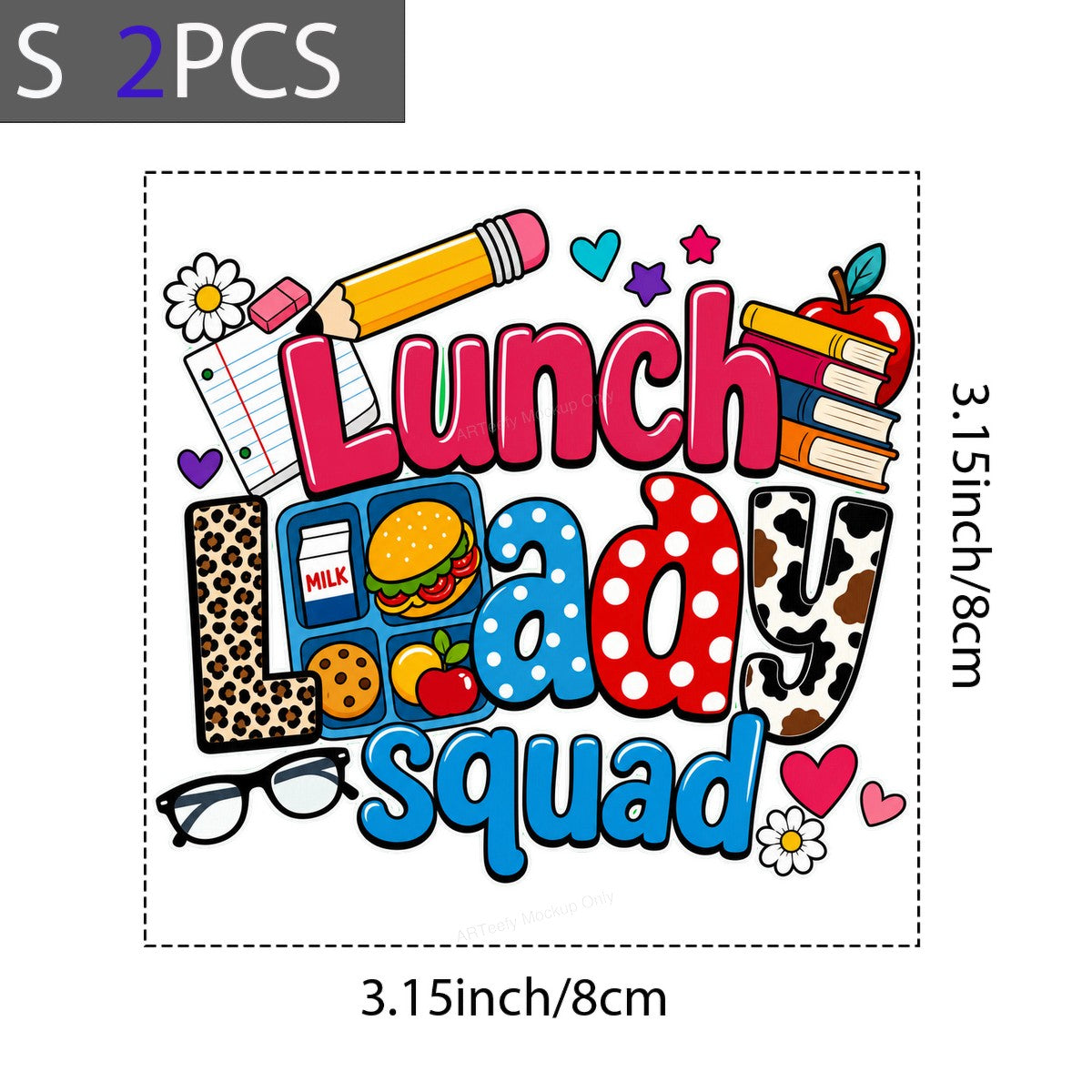 DTF Transfer Lunch Lady Squad Colorful Leopard and Polka Dot School Graphic for T Shirts Hoodies and Teacher Gifts - 8