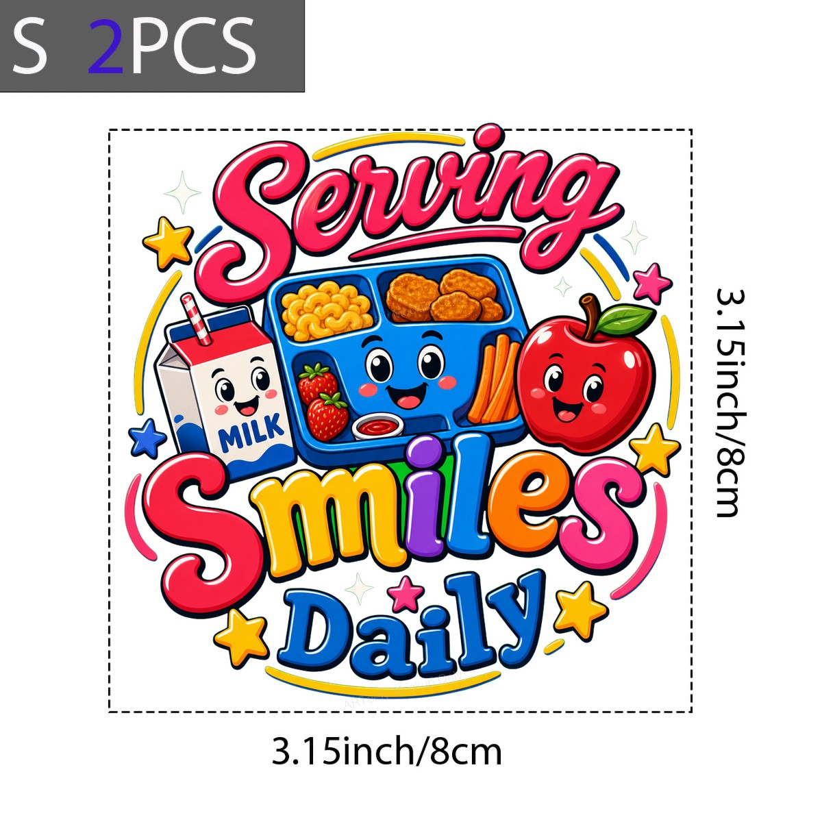 DTF Transfer Serving Smiles Daily School Lunch Tray Cartoon Graphic for T Shirts Hoodies and Teacher Apparel - 8