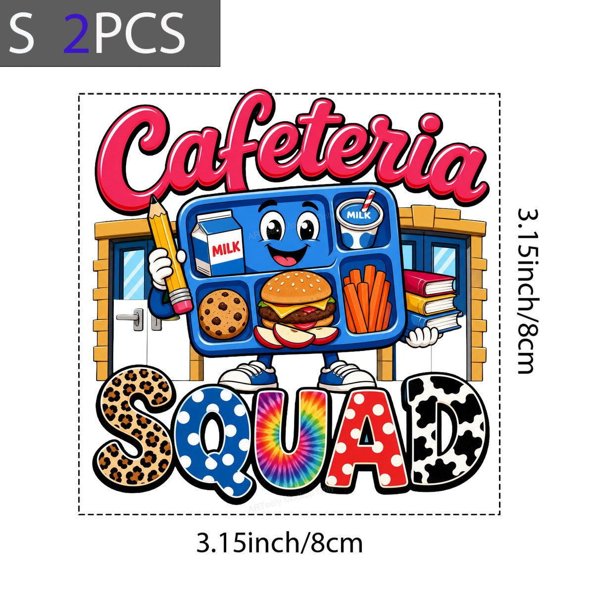 DTF Transfer Cafeteria Squad Lunch Tray Cartoon Graphic for T Shirts Hoodies and Tote Bags - 8