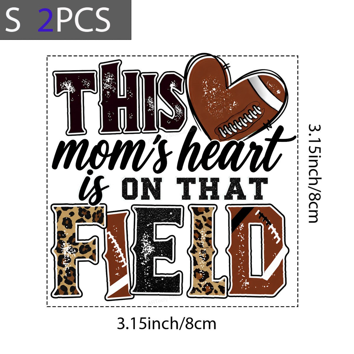 DTF Transfer This Mom’s Heart Is On That Field Football Leopard Print Graphic for T Shirts Hoodies and Game Day Apparel - 8