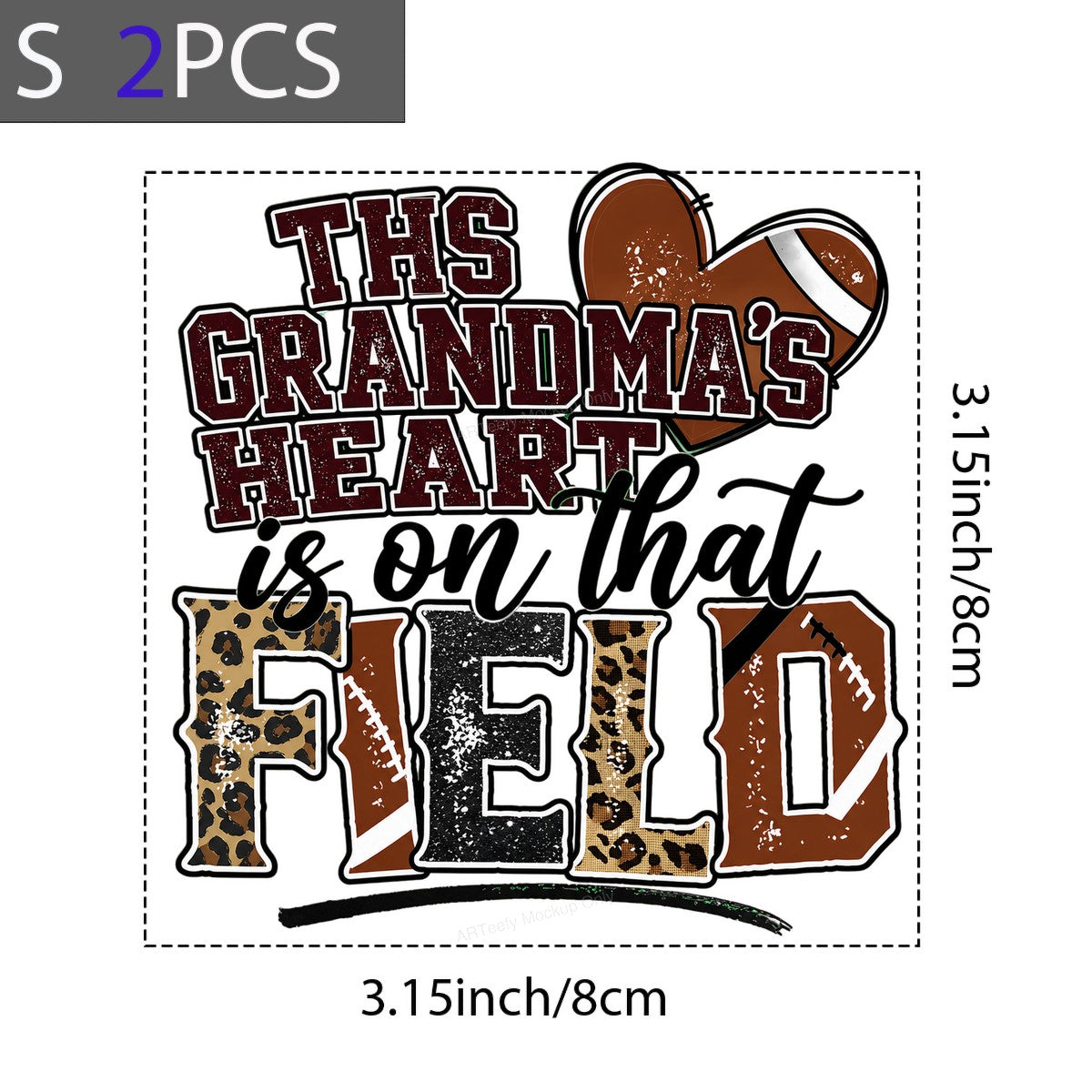 DTF Transfer This Grandma’s Heart Is On That Field Football Leopard Print Graphic for T Shirts Hoodies and Game Day Apparel - 8