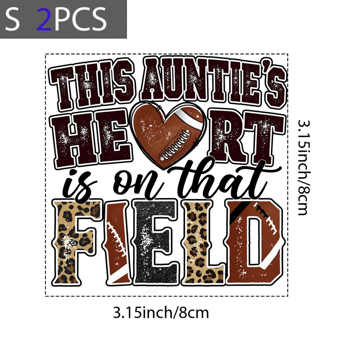 DTF Transfer This Auntie’s Heart Is On That Field Football Leopard Print Graphic for T Shirts Hoodies and Game Day Apparel - 8