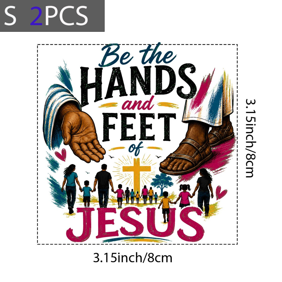Christian Heat Transfer Be the Hands and Feet of Jesus Cross Graphic for Christian Apparel and Gifts - 8