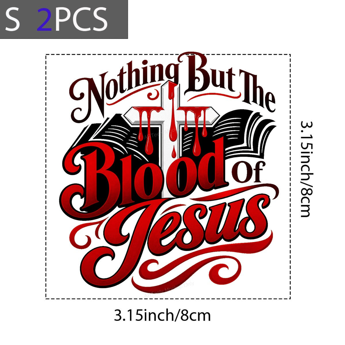Christian Heat Transfer Nothing But The Blood of Jesus Cross Graphic for T Shirts Hoodies and Christian Apparel - 8