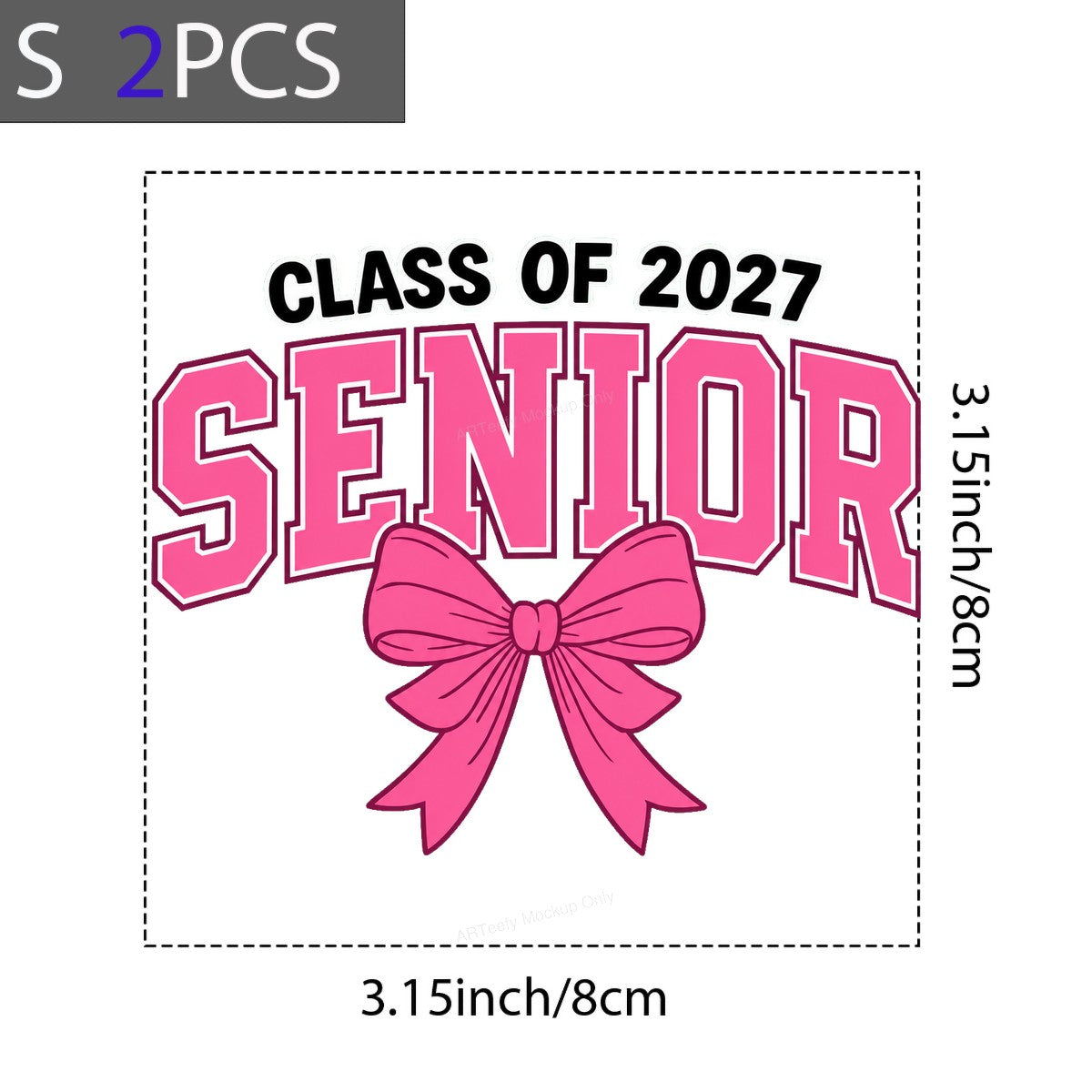 DTF Transfer Class of 2027 Senior Pink Bow Graphic for T Shirts Hoodies and Tote Bags - 8