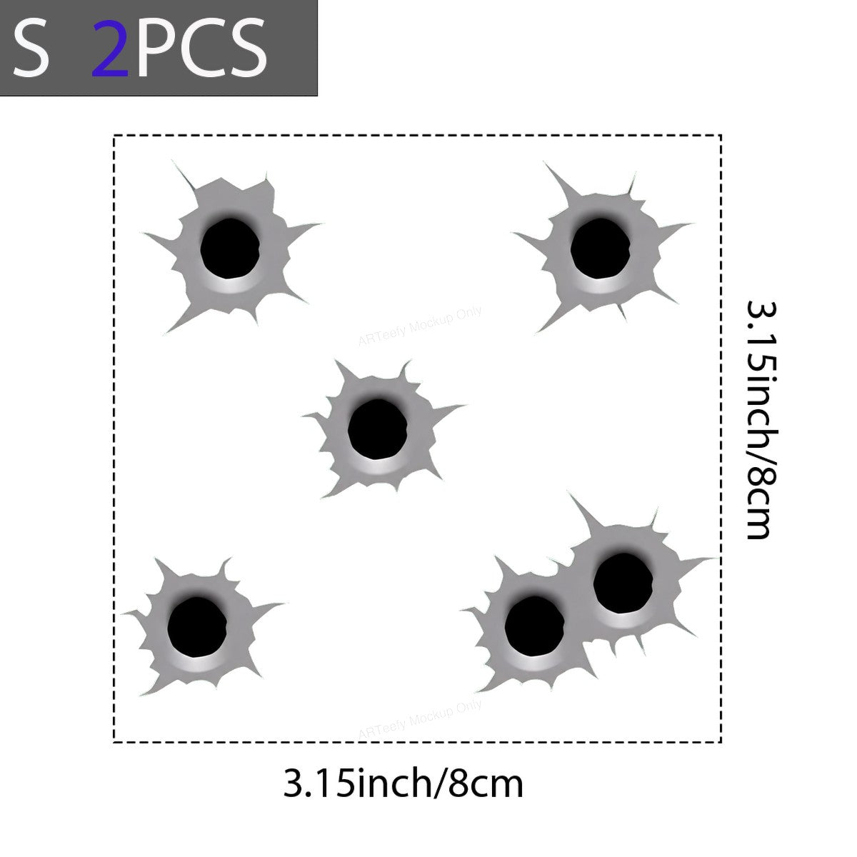 DTF Transfer Realistic Bullet Hole Graphic Design for T Shirts Hoodies and Car Wraps - 8