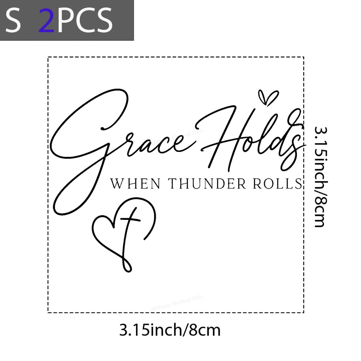 Christian Heat Transfer Grace Holds When Thunder Rolls Script Heart Cross Graphic for T Shirts Hoodies and Tote Bags - 8