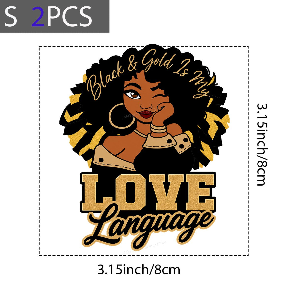 DTF Heat Transfer Black & Gold Is My Love Language Afro Woman Graphic for T Shirts Hoodies and Tote Bags - 8