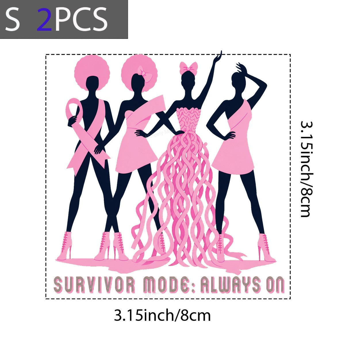 DTF Transfer Survivor Mode Always On Pink Ribbon Women Silhouette Graphic for T Shirts Hoodies and Tote Bags - 8