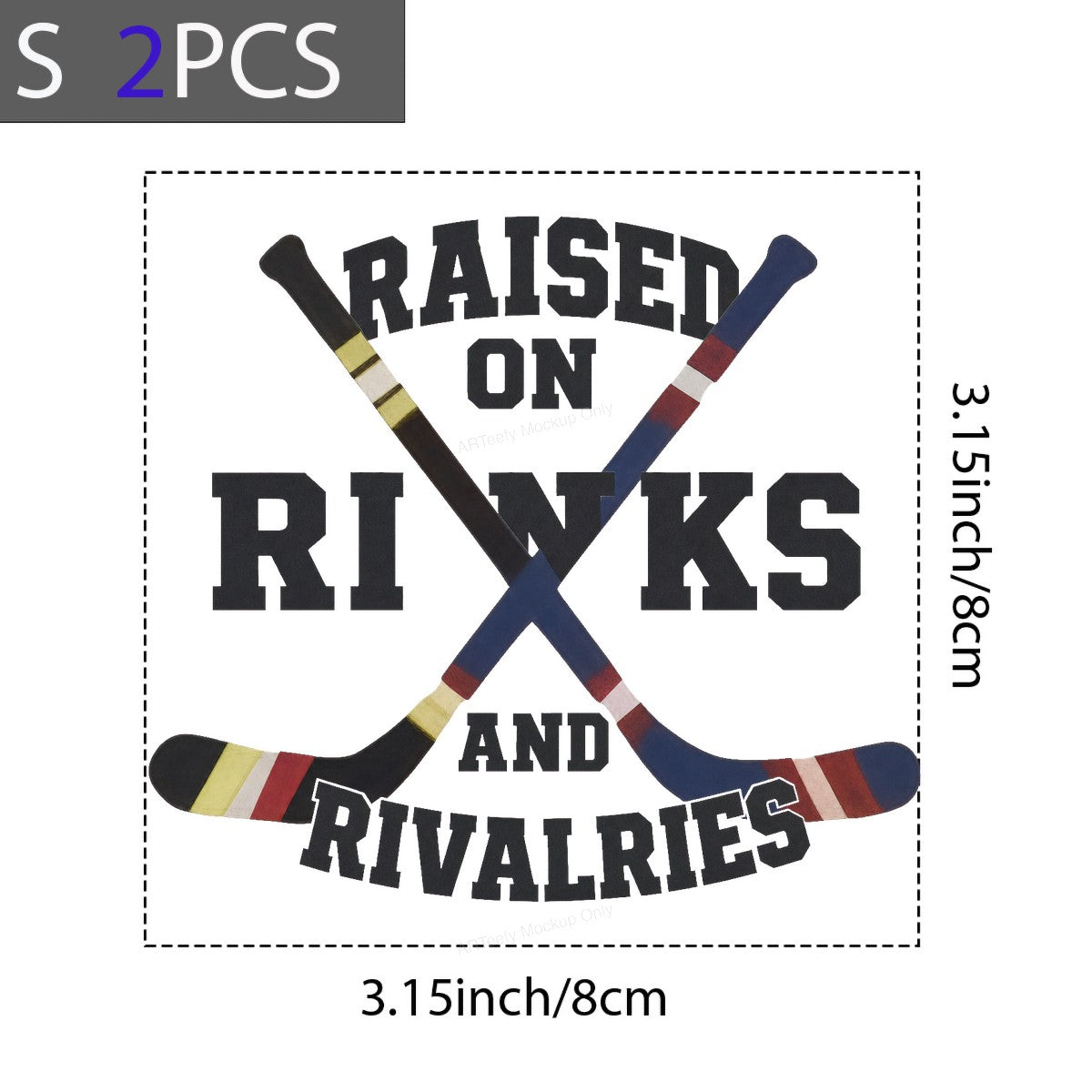 DTF Transfer Raised On Rinks And Rivalries Hockey Sticks Graphic for T Shirts Hoodies and Game Day Apparel - 8