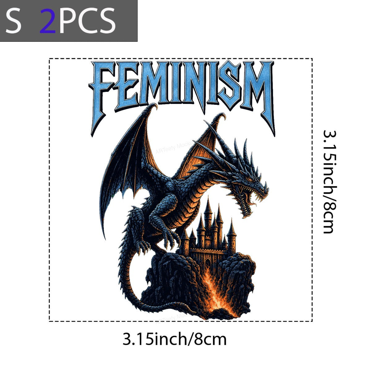 DTF Transfer Feminism Dragon Guarding Castle Fantasy Graphic for T Shirts Hoodies and Tote Bags - 8