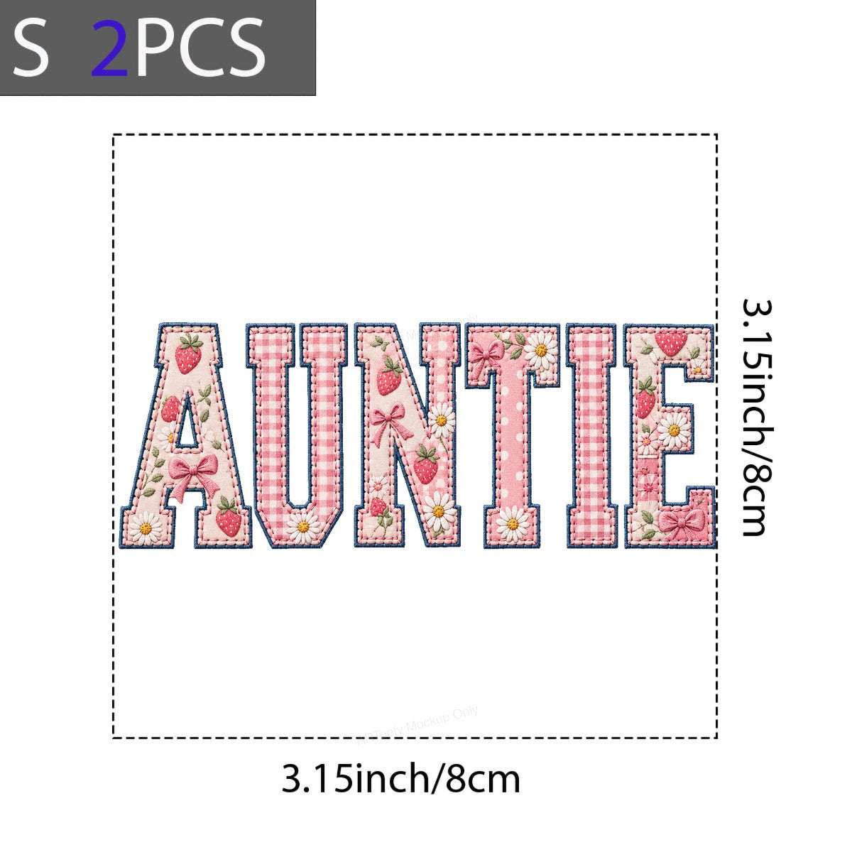 DTF Heat Transfer Auntie Strawberry Floral Gingham Letter Graphic for T Shirts Hoodies and Gifts - 8