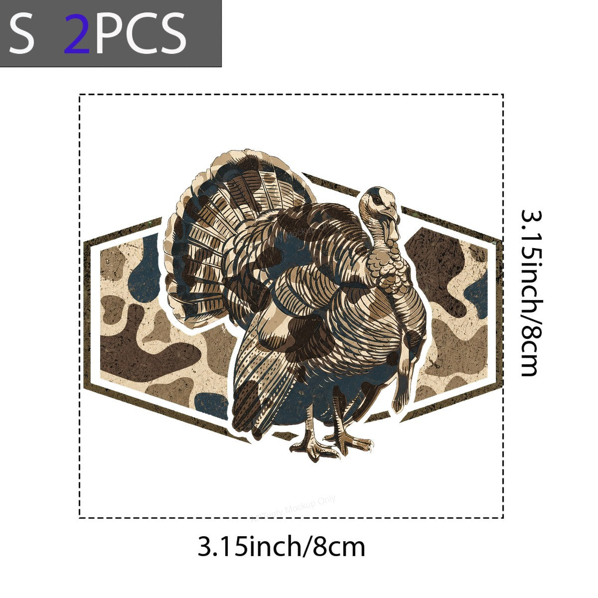 DTF Heat Transfer Wild Turkey Camo Graphic Design for T Shirts Hoodies and Hunting Apparel - 8