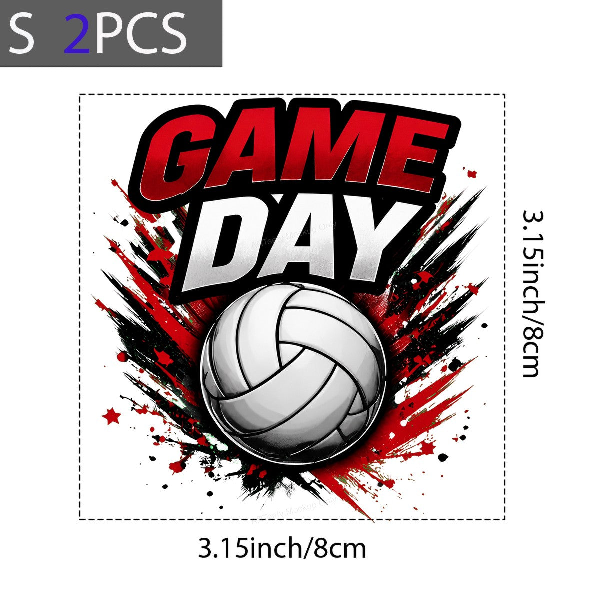 DTF Transfer Game Day Volleyball Ball Splash Graphic for T Shirts Hoodies and Sports Fan Apparel - 8