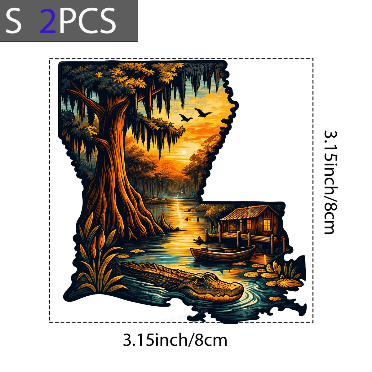 DTF Heat Transfer Louisiana Bayou Sunset with Alligator and Cabin Graphic for T Shirts Hoodies and Tote Bags - 8
