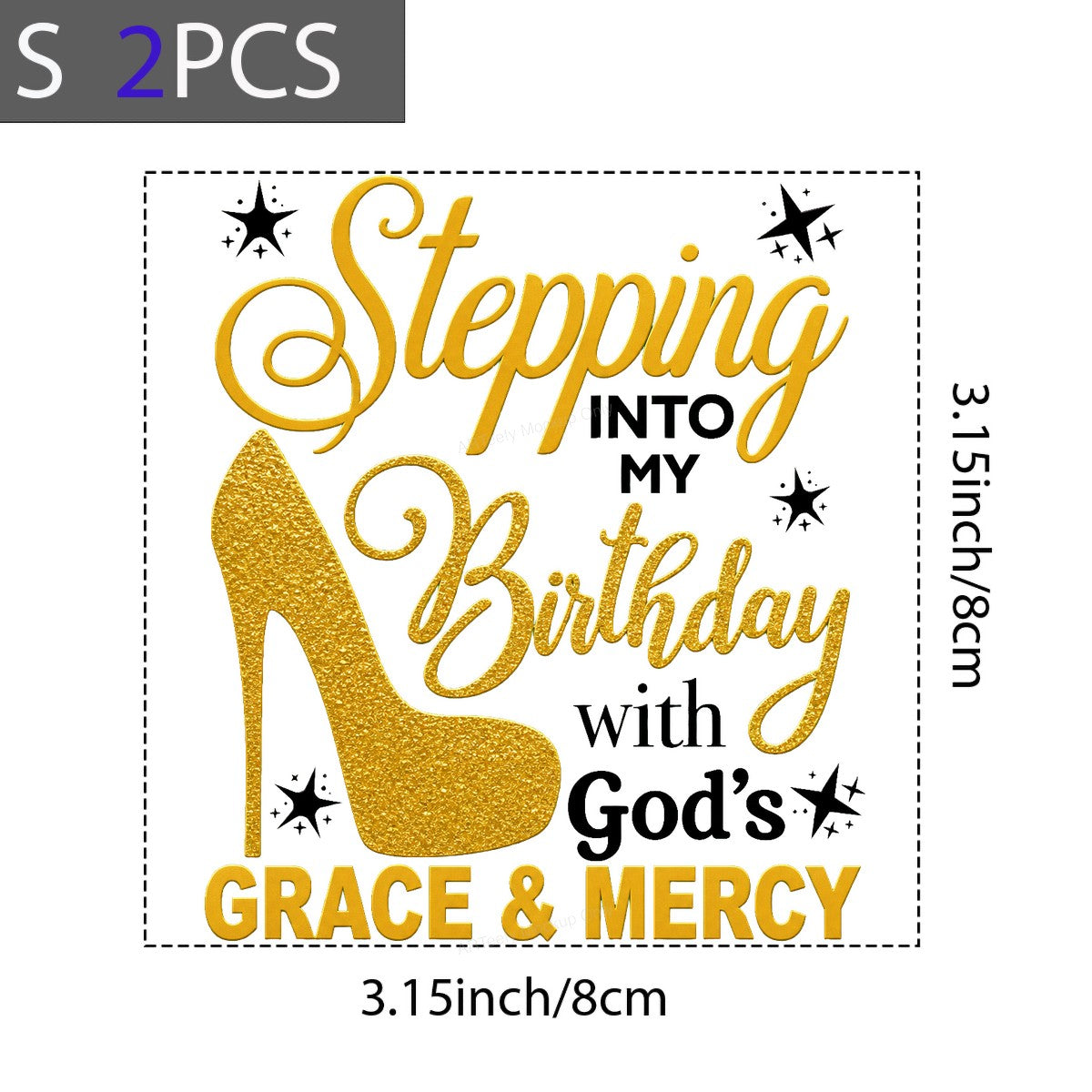 Christian Heat Transfer Stepping Into My Birthday With God’s Grace and Mercy Gold High Heel Graphic for T Shirts Hoodies and Birthday Apparel - 8