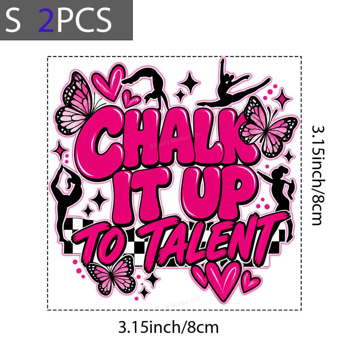 DTF Heat Transfer Chalk It Up To Talent Gymnastics Quote Pink Butterfly Graphic for T Shirts Hoodies and Dance Apparel - 8