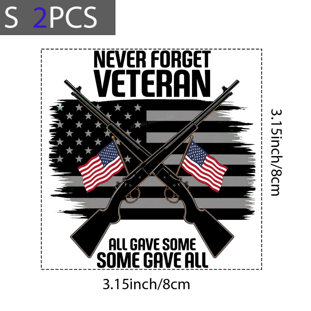 DTF Transfer Never Forget Veteran All Gave Some Quote with American Flag and Rifles for T Shirts Hoodies and Patriotic Apparel - 8