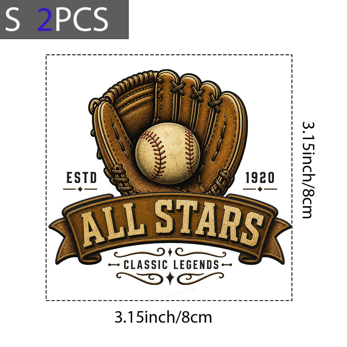DTF Transfer All Stars Baseball Glove Vintage Emblem Graphic for T Shirts Hoodies and Tote Bags - 8