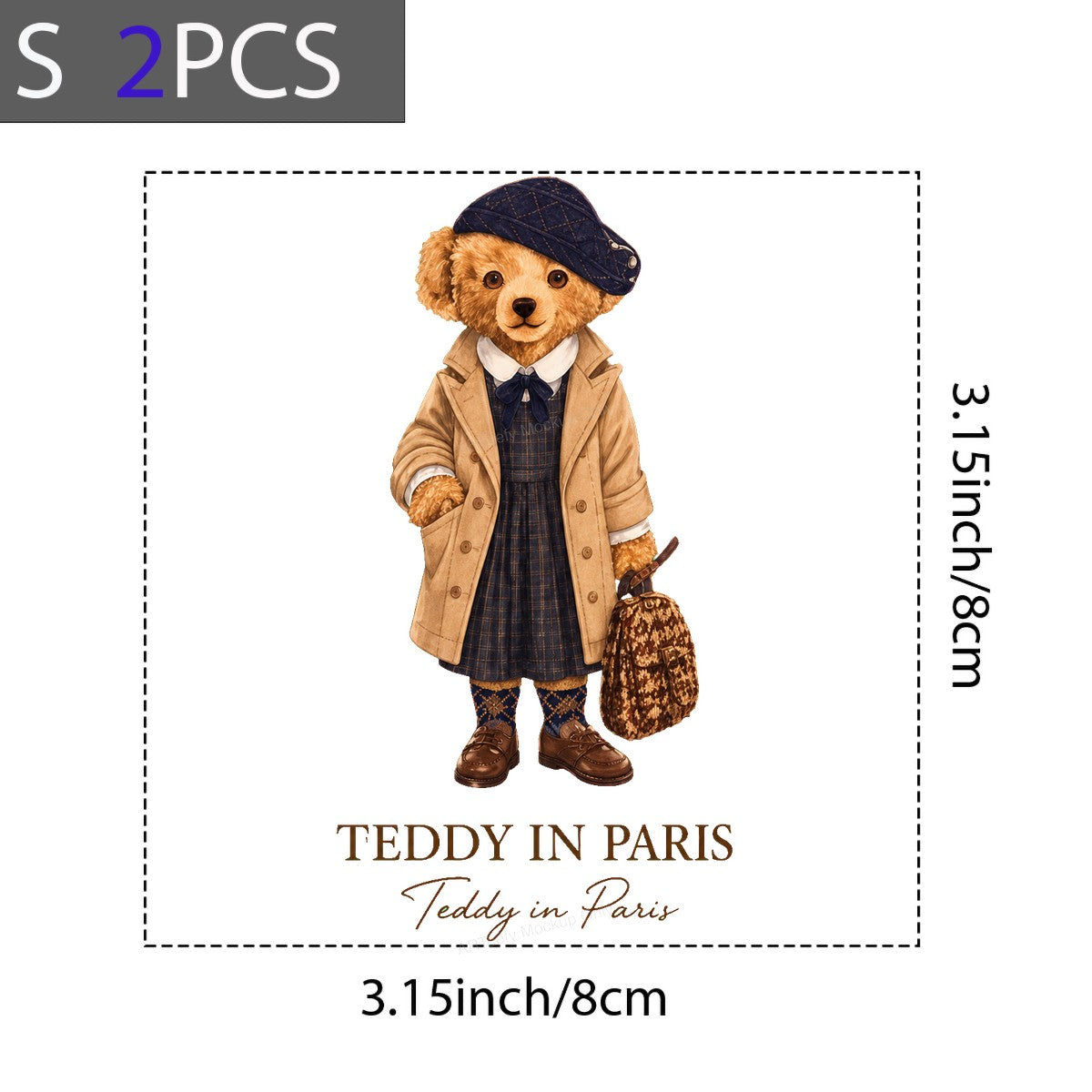 DTF Transfer Teddy in Paris Bear in Trench Coat Vintage Travel Graphic for T Shirts Hoodies and Tote Bags - 8