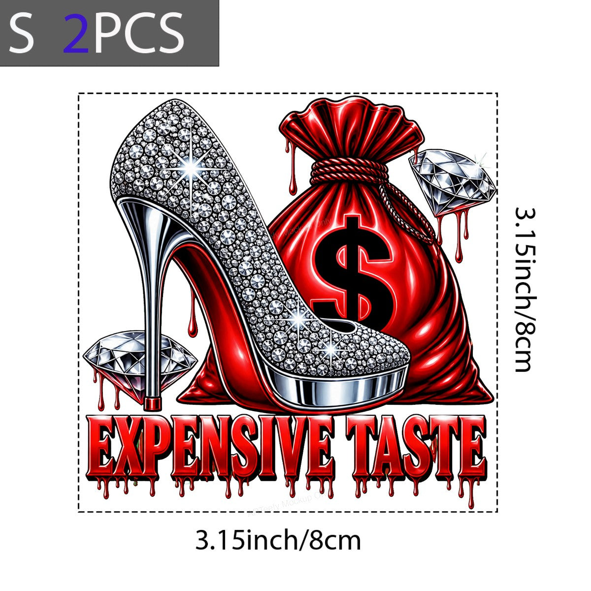 DTF Transfer Expensive Taste Crystal High Heel and Money Bag Graphic for T Shirts Hoodies and Tote Bags - 8