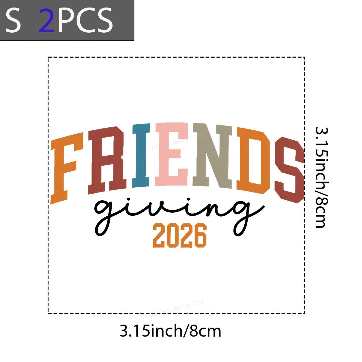 DTF Heat Transfer Friendsgiving 2026 Multicolor Lettering Script Graphic for T Shirts Hoodies and Tote Bags - 8