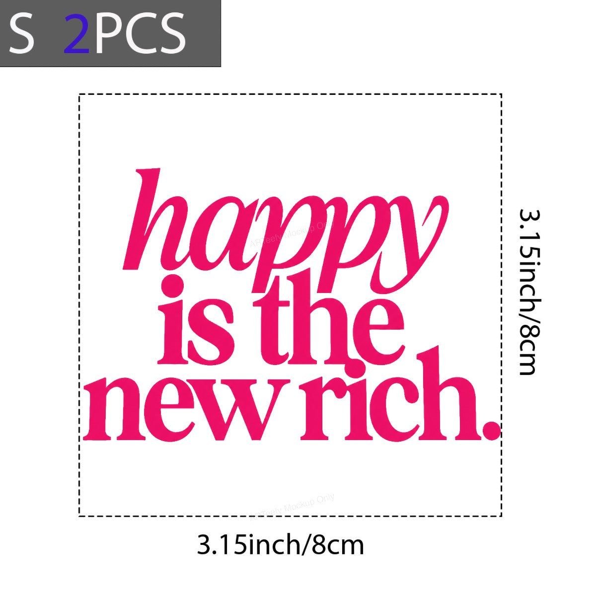 DTF Transfer Happy Is The New Rich Quote Bold Pink Typography Graphic for T Shirts Hoodies and Tote Bags - 8