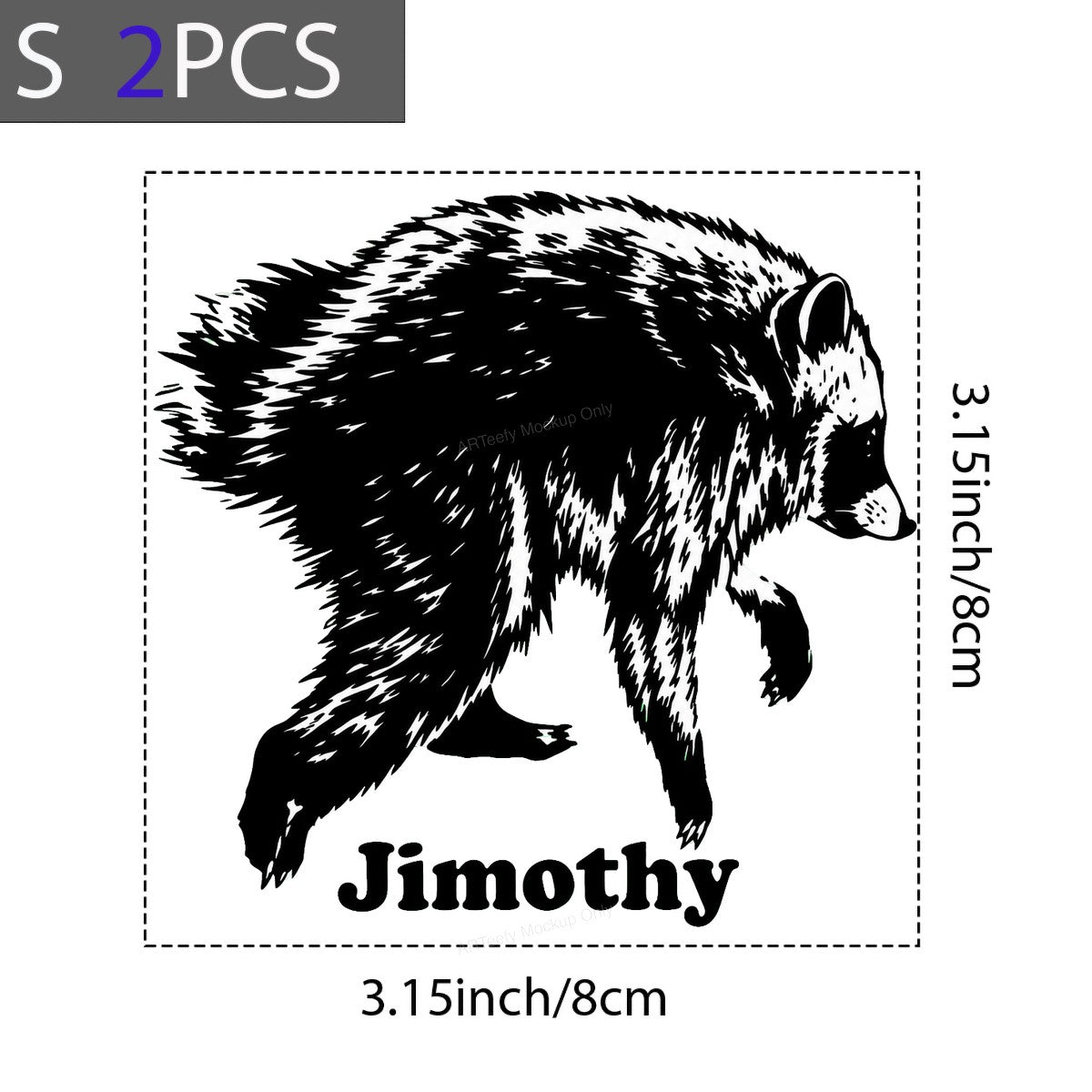 DTF Heat Transfer Jimothy Raccoon Silhouette Graphic for T Shirts Hoodies and Tote Bags - 8
