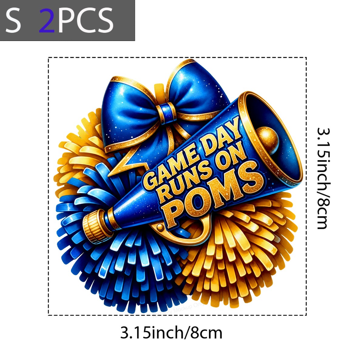 DTF Transfer Game Day Runs On Poms Cheer Megaphone and Pom Pom Graphic for T Shirts Hoodies and Tote Bags - 8