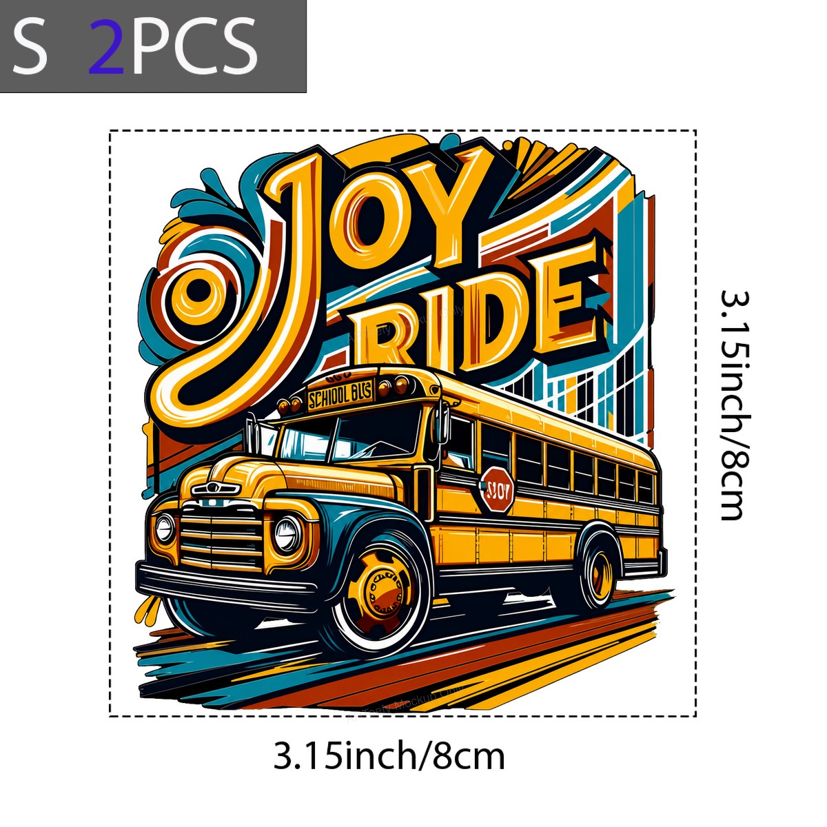 DTF Heat Transfer Joy Ride Retro School Bus Graphic for T Shirts Hoodies and Tote Bags - 8