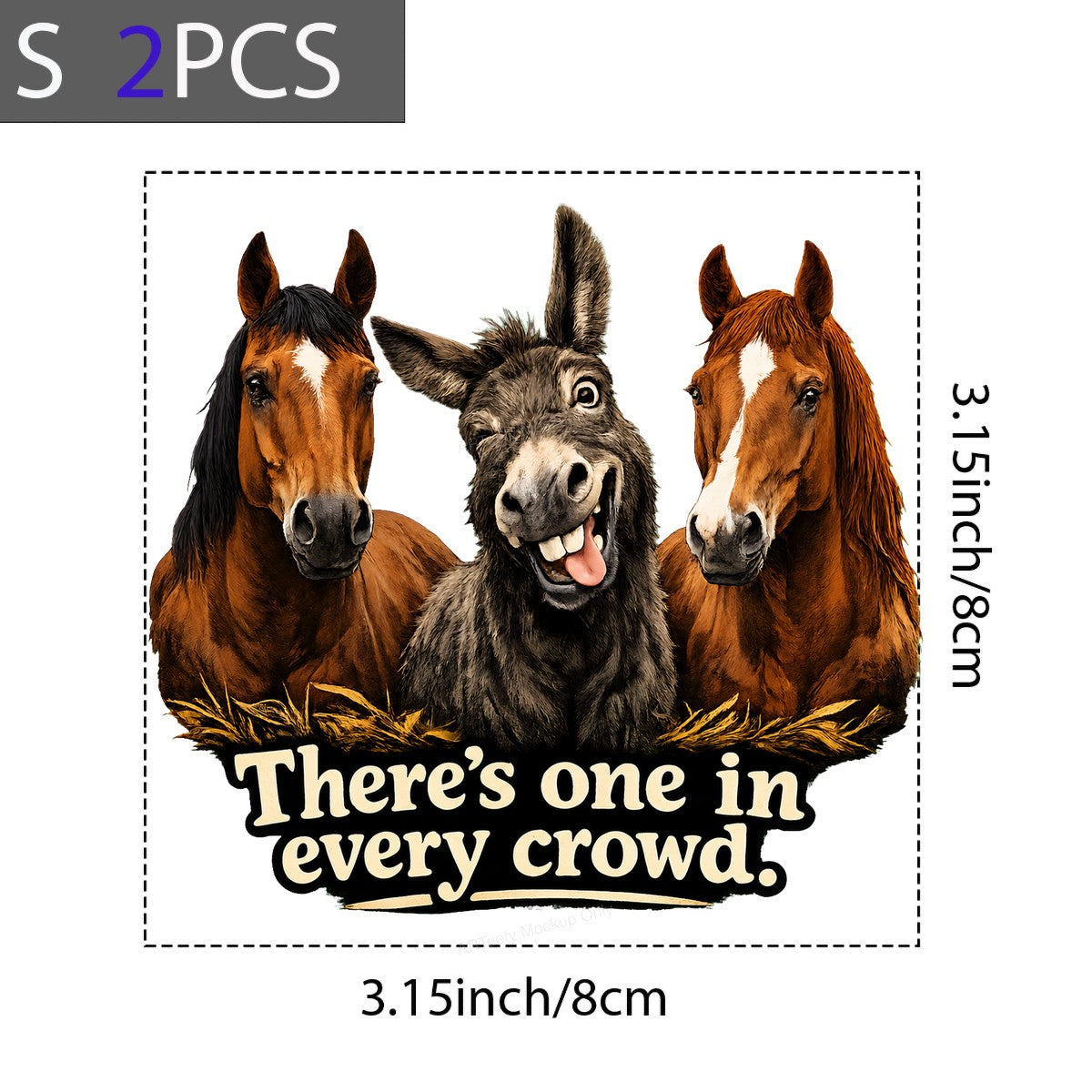 Funny Graphic Transfer “There’s One in Every Crowd” Silly Donkey with Horses Cartoon Design for T Shirts Hoodies and Casual Wear - 8