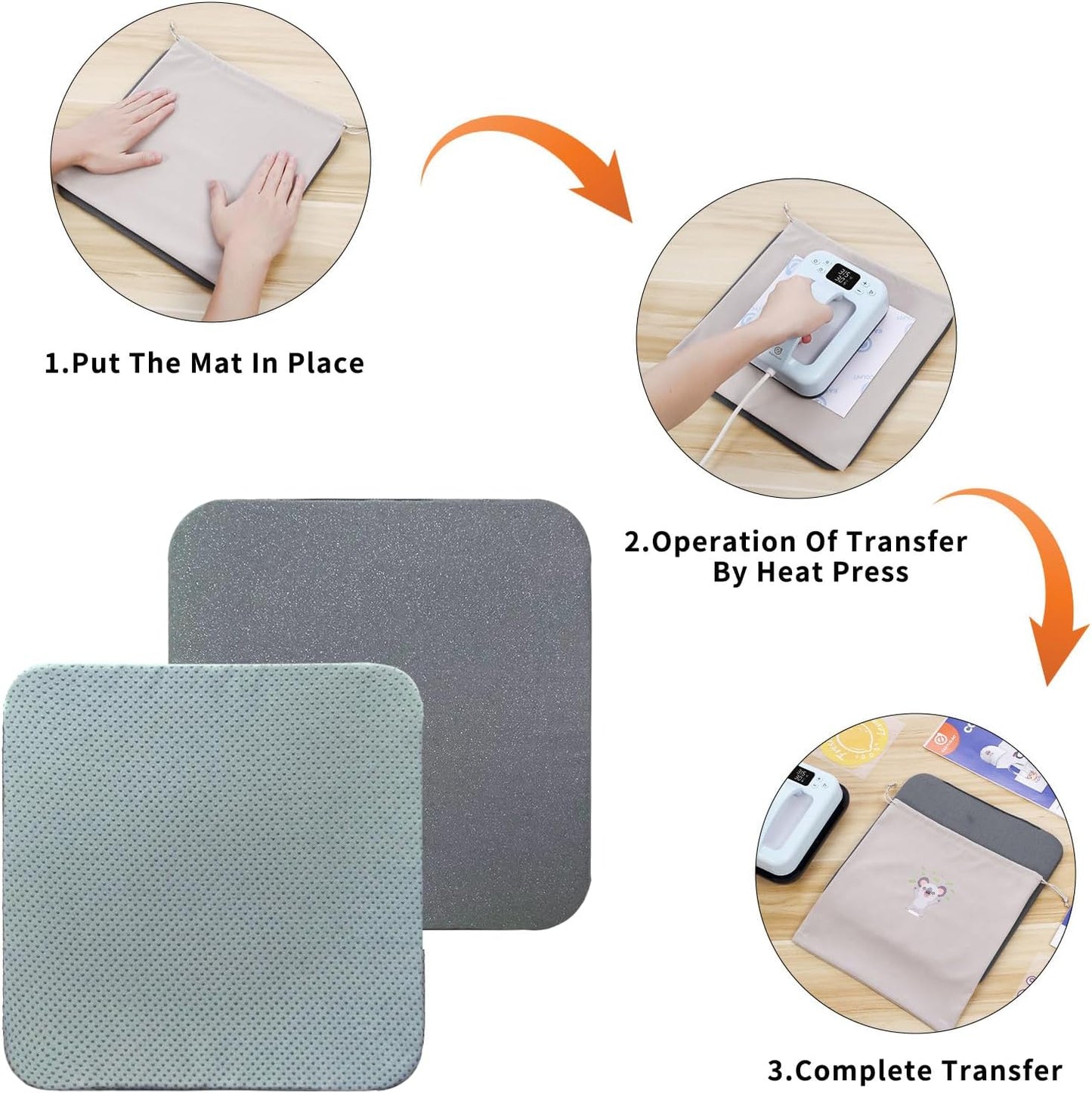 15"x15" Reversible Heat Press Mat for Cricut EasyPress/EasyPress 2 - Professional Insulating Pad for HTV Vinyl Transfer & Ironing Projects