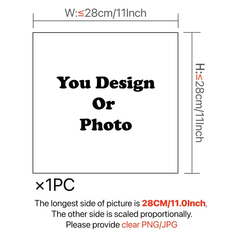 1PCS [28cm*28cm/11inch*11inch] 1PC Custom DTF Iron-On Transfers for Clothing & Bag