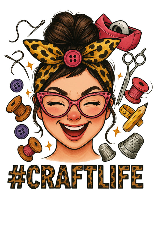 "CRAFT LIFE" DTF Transfers | Edgy Applique Patches for Streetwear & Home Textiles | Bold Graphic Art Style | High-Definition Color Retention | Reusable DIY Decor Solution